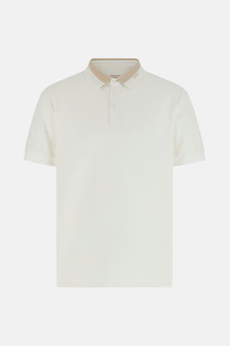 Witte polo met korte mouwen van Guess, met een kraag in twee kleuren.
