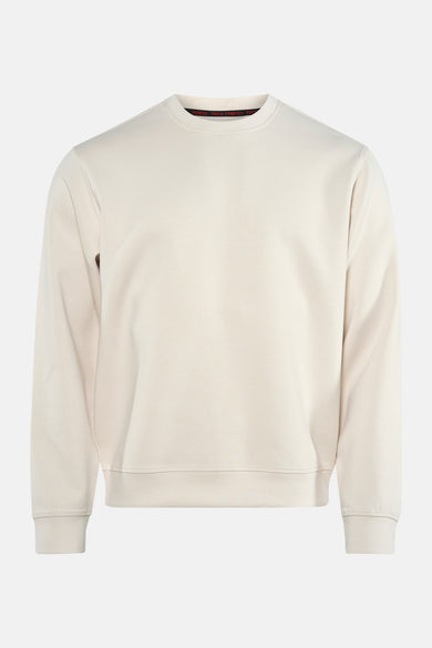 Beige sweater met ronde hals van Guess, met een gladde textuur.