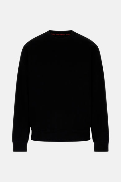 Zwarte sweater van Guess met een ronde hals en lange mouwen.