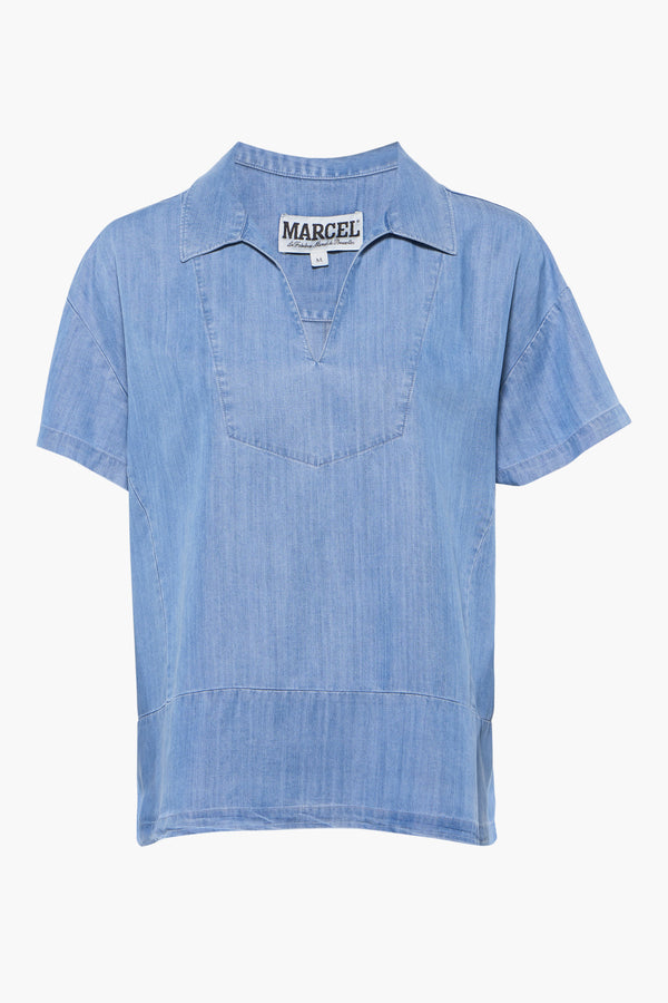 Blouse (korte mouwen) Blauw - Le Fabuleux Marcel de Bruxelles