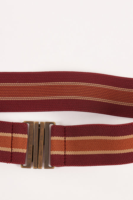 Multicolour riem van Le Fabuleux Marcel de Bruxelles, met streepjespatroon en metalen gesp.
