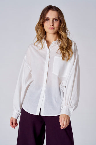 Blouse à manches longues - blanc