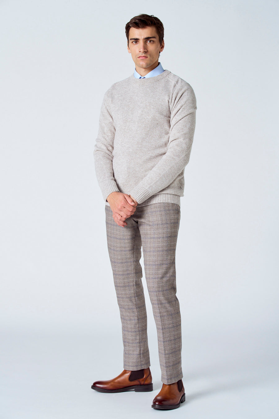 Pull met ronde hals - beige