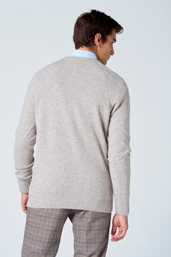 Pull met ronde hals - beige