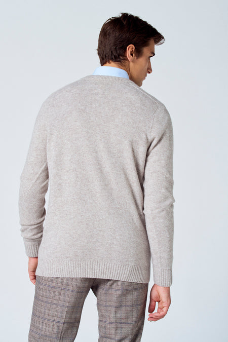 Pull met ronde hals - beige
