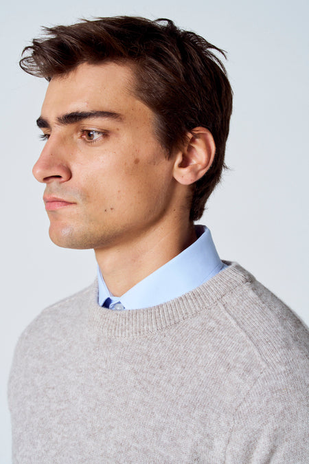 Pull met ronde hals - beige