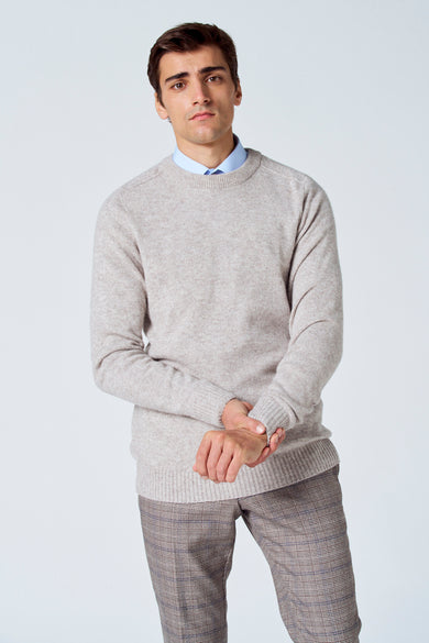 Pull met ronde hals - beige