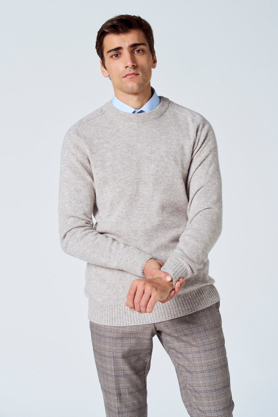 Pull met ronde hals - beige