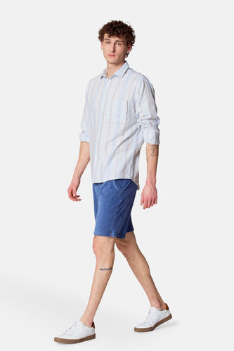 Blauw overhemd met lange mouwen van Le Fabuleux Marcel de Bruxelles, met streepjespatroon.