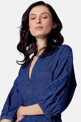 Kleedje met korte mouwen - dark blue denim - Le Fabuleux Marcel de Bruxelles