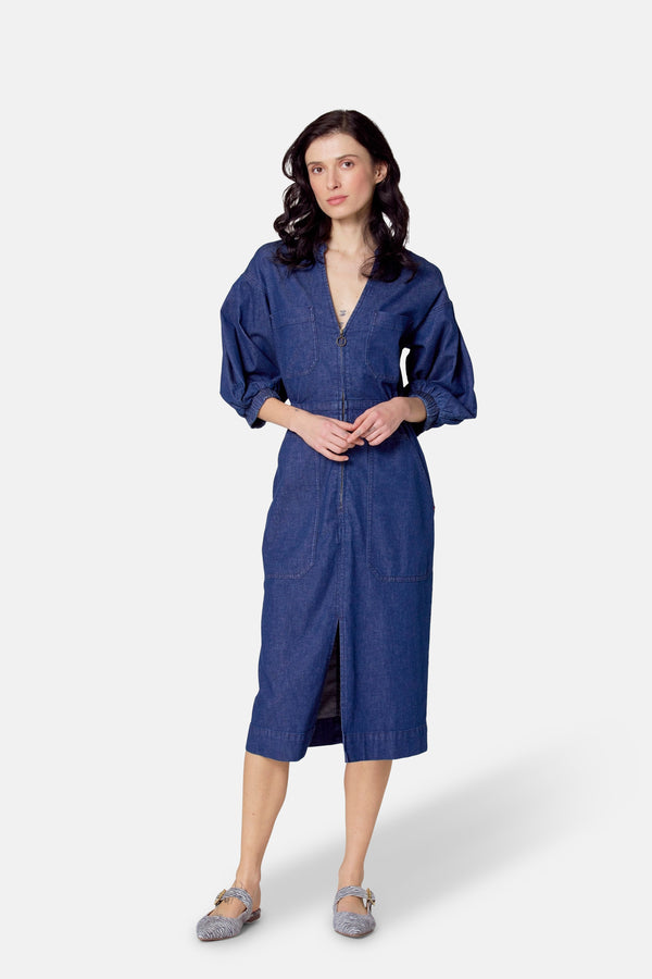 Kleedjes (korte mouwen) Dark blue denim - Le Fabuleux Marcel de Bruxelles