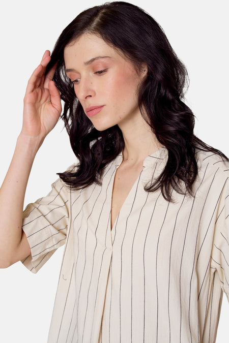 Kleedje met korte mouwen - Beige