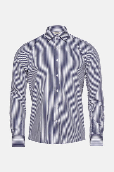 Blauw gestreept overhemd met lange mouwen van Le Fabuleux Marcel de Bruxelles, met knoopsluiting.