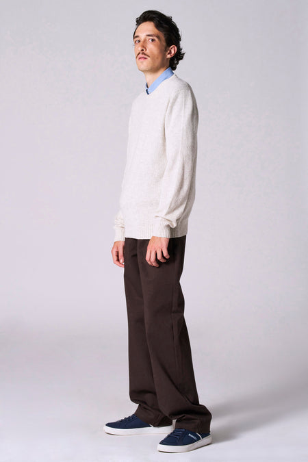 Pull met ronde hals - beige