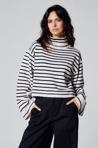 Pull met rolkraag - multicolor