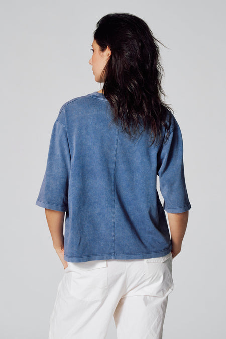 Top uni manche courte Dark blue denim - Le Fabuleux Marcel de Bruxelles