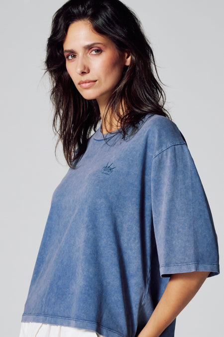 Top uni manche courte Dark blue denim - Le Fabuleux Marcel de Bruxelles