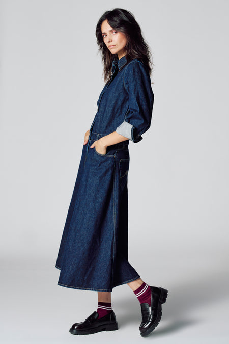 Kleedjes (lange mouwen) Dark blue denim - Le Fabuleux Marcel de Bruxelles