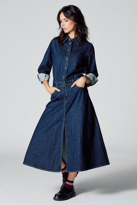 Robes manches longues Dark blue denim - Le Fabuleux Marcel de Bruxelles