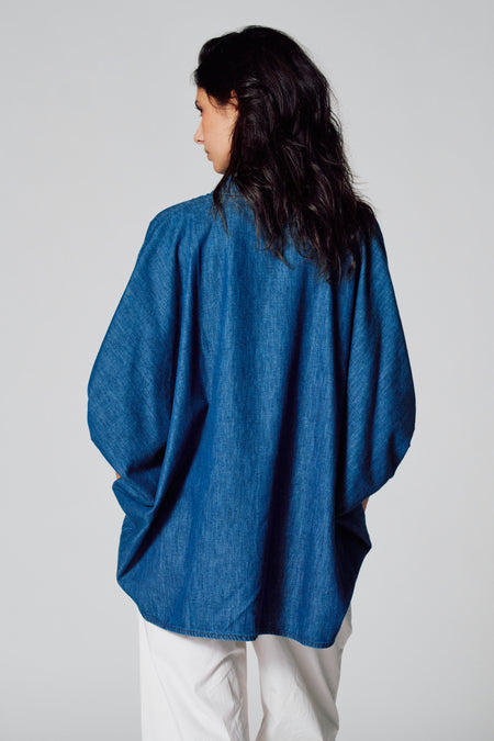 Chemisier (manches courtes) Dark blue denim - Le Fabuleux Marcel de Bruxelles