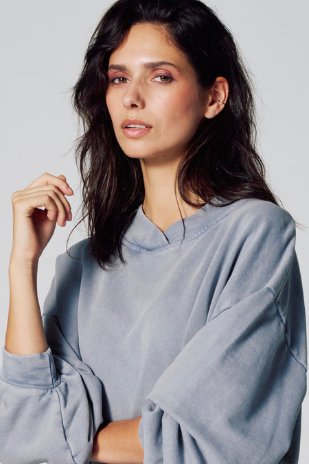 Sweat col O Dark blue denim - Le Fabuleux Marcel de Bruxelles