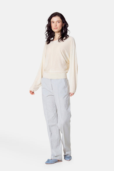Pull met ronde hals - ecru