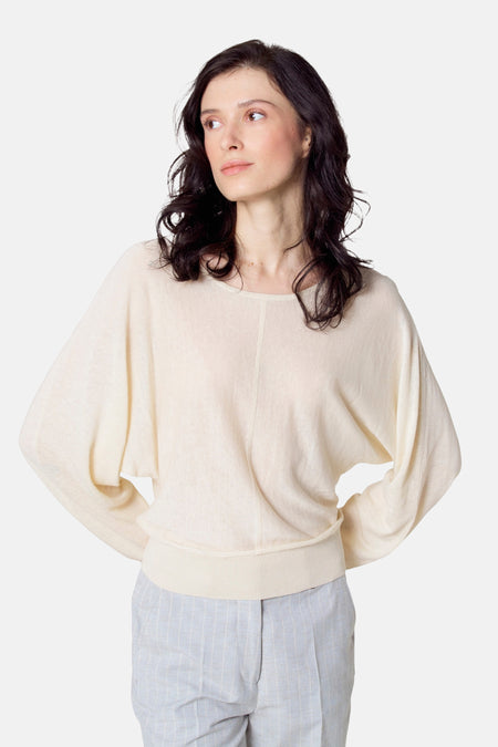 Pull met ronde hals - ecru