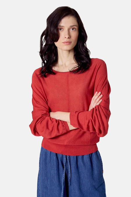 Pull met ronde hals - rood