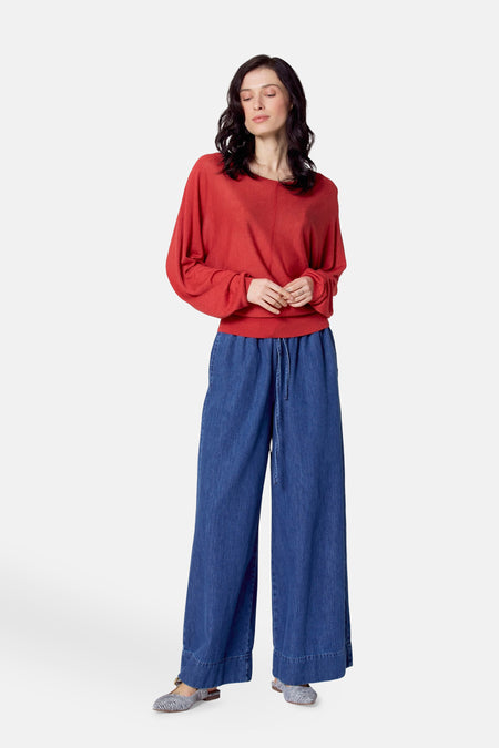 Pull met ronde hals - rood