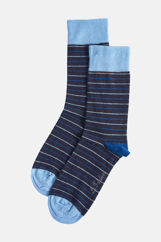 Chaussettes bleues de Le Fabuleux Marcel de Bruxelles, à rayures et avec un bord léger.