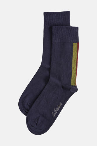 Chaussettes bleues de Le Fabuleux Marcel de Bruxelles, avec des rayures verticales en haut.