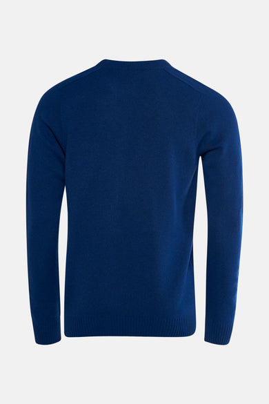 T-shirt bleu avec col rond de Le Fabuleux Marcel de Bruxelles, dos visible.