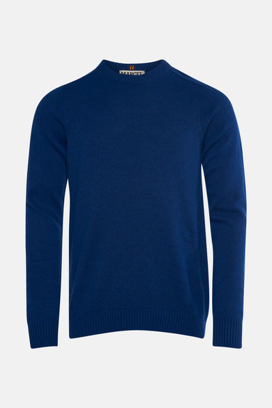 T-shirt bleu avec col rond de Le Fabuleux Marcel de Bruxelles, en une fine texture côtelée.