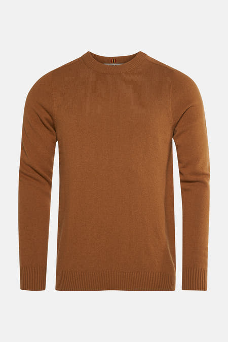 Beige trui met ronde hals van Le Fabuleux Marcel de Bruxelles, in effen breisel.
