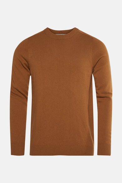 Beige trui met ronde hals van Le Fabuleux Marcel de Bruxelles, in effen breisel.
