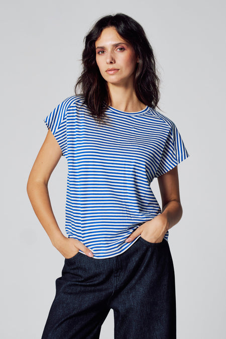 Top uni manche courte Bleu - Le Fabuleux Marcel de Bruxelles