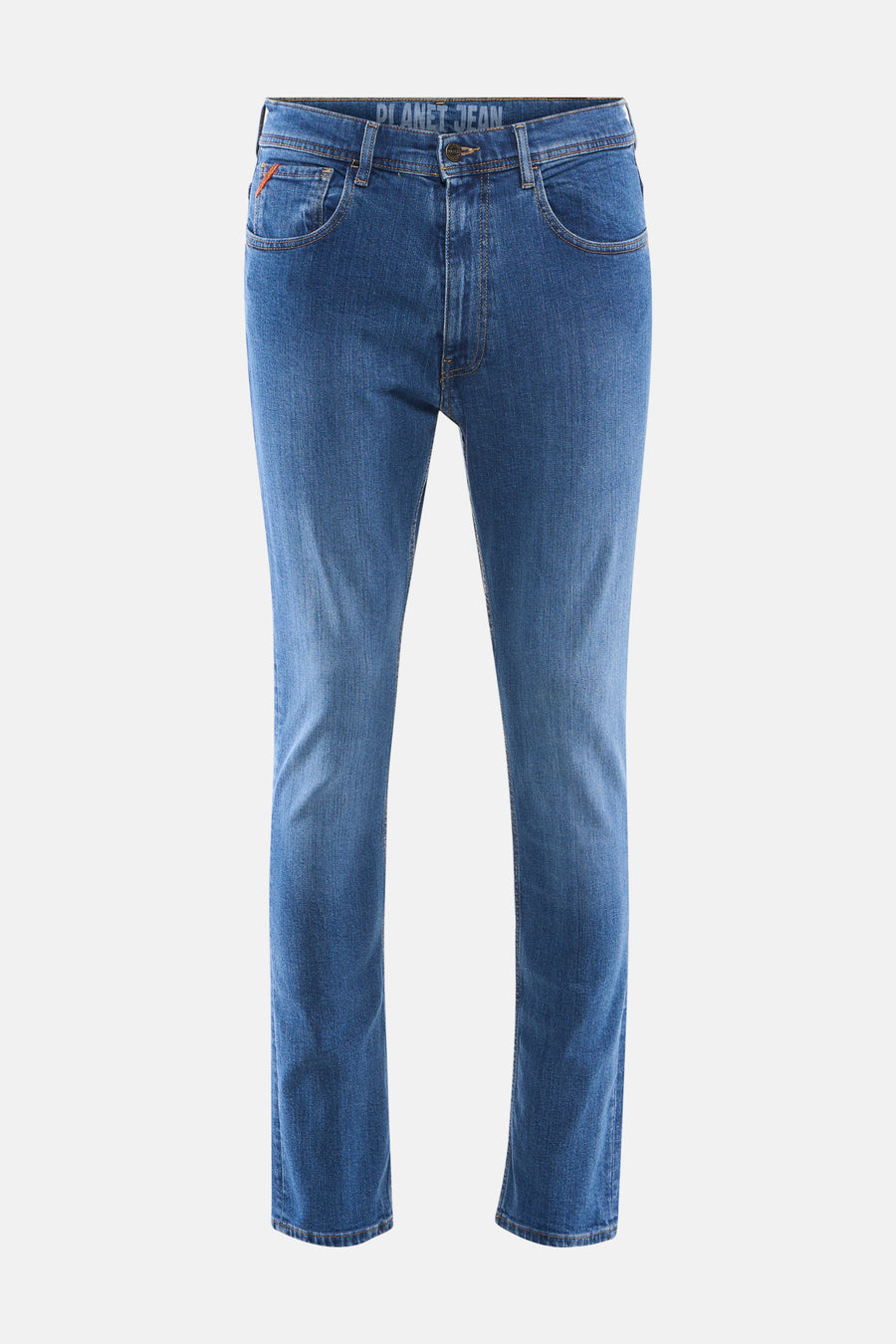 Blauwe slim fit jeans van Le Fabuleux Marcel de Bruxelles in een klassieke denim wassing.