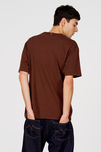 Bruin T-shirt met korte mouwen van Le Fabuleux Marcel de Bruxelles, met een effen design en casual styling.