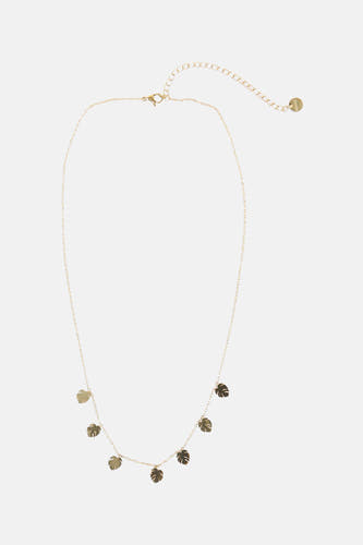 Collier court doré de Le Fabuleux Marcel de Bruxelles avec pendentifs en forme de feuille.