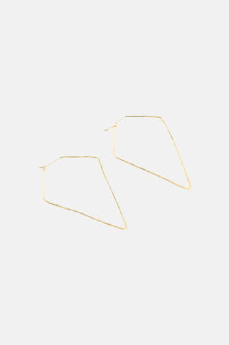 Gouden oorringen van Le Fabuleux Marcel de Bruxelles met een geometrisch, open ontwerp.