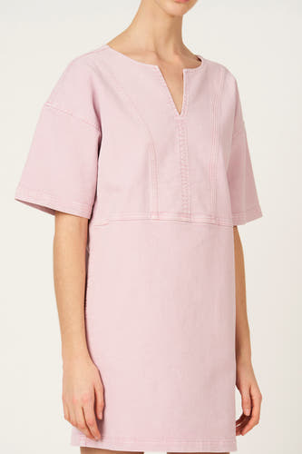 Roze kleedje met korte mouwen van Le Fabuleux Marcel de Bruxelles, met een rechte pasvorm en korte mouwen.
