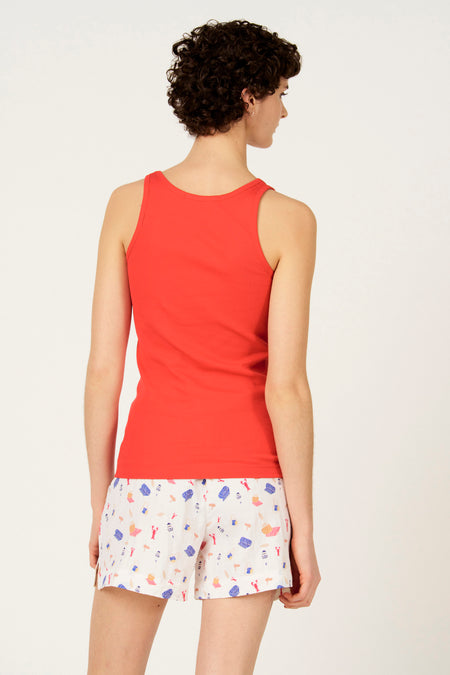 Multikleurige short van Le Fabuleux Marcel de Bruxelles, met een zomerse print van strandmotieven.