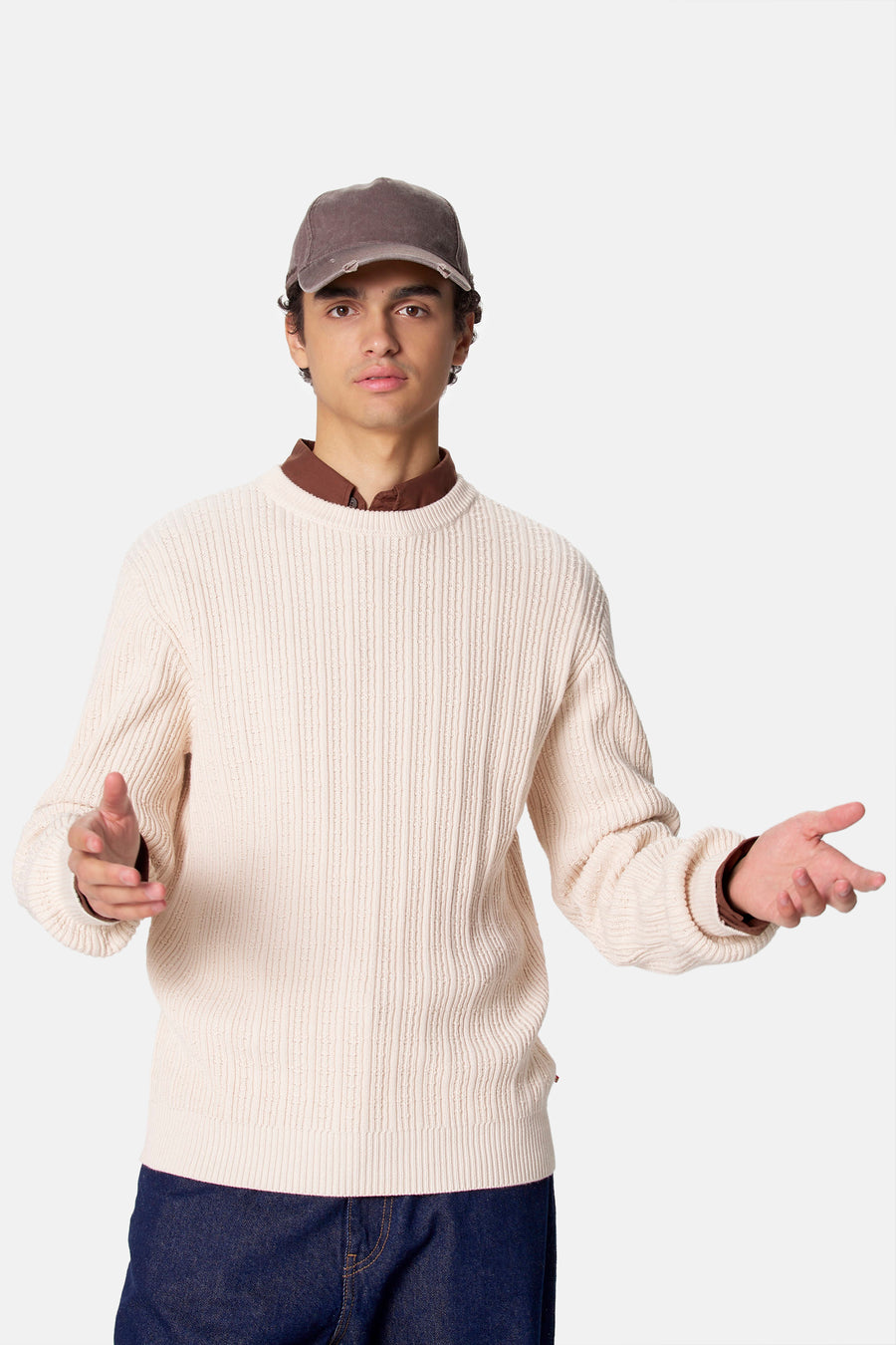 Pull col O - blanc