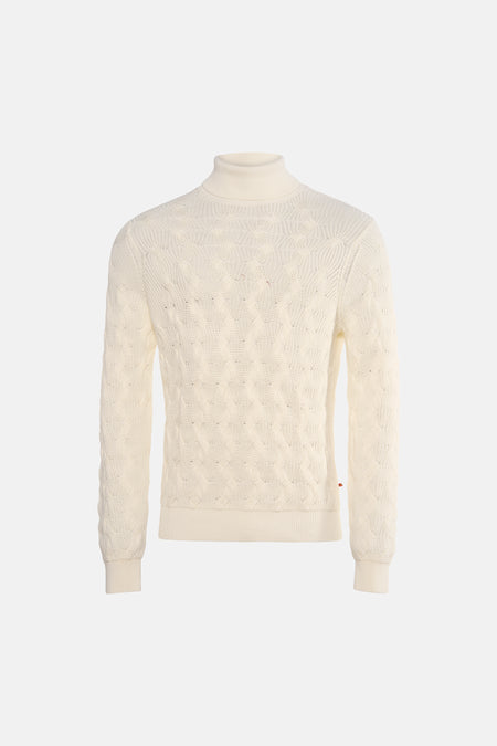 Pull col O - blanc