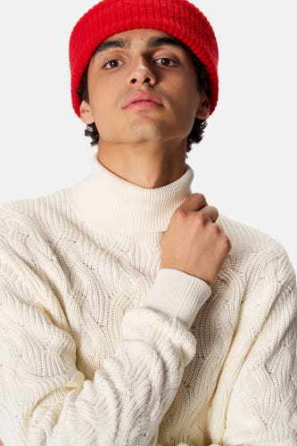 Pull col O - blanc