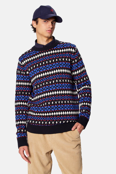 Pull col O - bleu