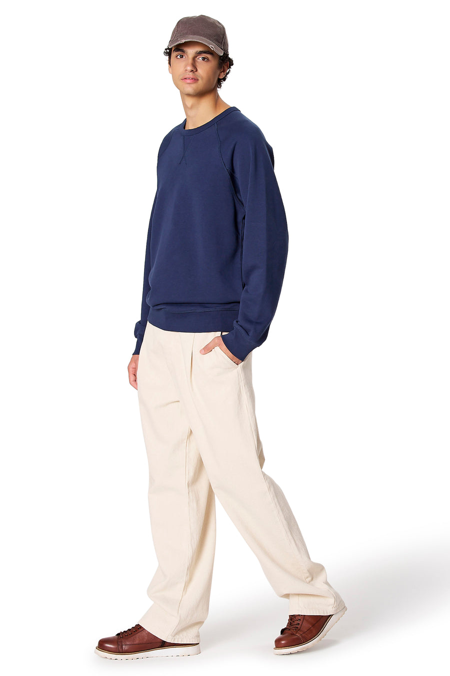 Sweat col O - bleu