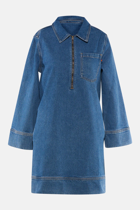 Kleedje met lange mouwen - mid blue denim