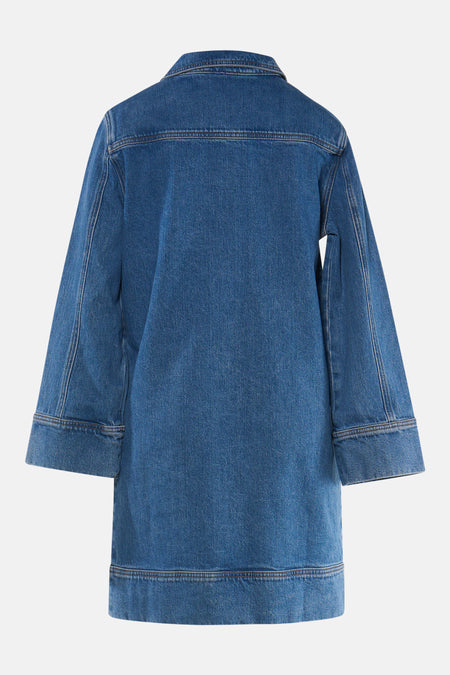 Kleedje met lange mouwen - mid blue denim