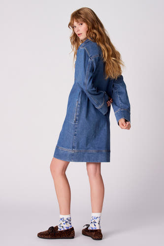 Kleedje met lange mouwen - mid blue denim